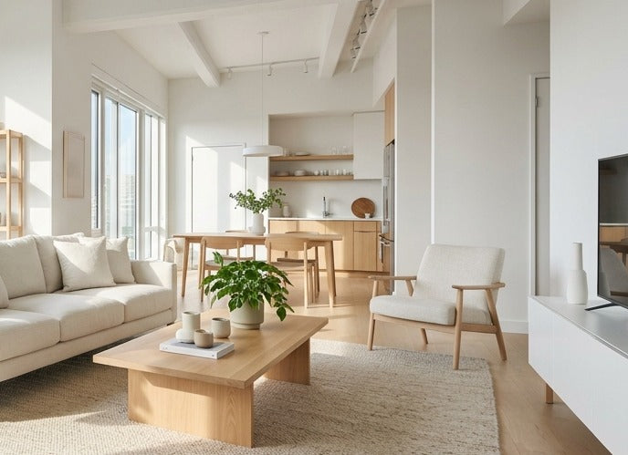Open kitchen and dining space with Royal ventilation